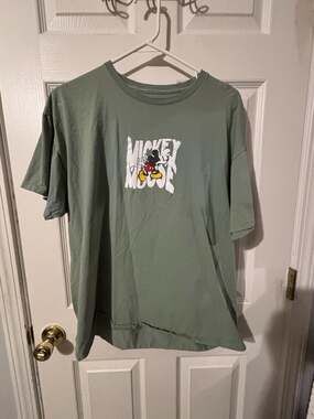 Disney Mickey and Friends Mickey Mouse Two-Sided Graphic T-Shirt in Pine Green